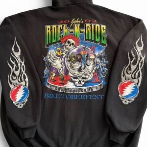 vintage 2002 rock-n-ride biketoberfest grateful dead skull biker sweatshirt